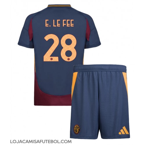 Camisa de Futebol AS Roma Enzo Le Fee #28 Equipamento Alternativo Infantil 2024-25 Manga Curta (+ Calças curtas)